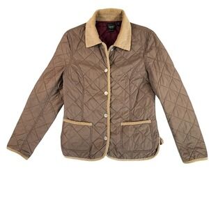 VTG‎ Esprit Quilted Barn Jacket Brown Corduroy Collar Cottagecore Women S EUC